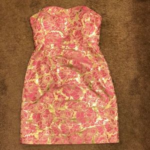 Lily Pulitzer strapless shiny floral dress